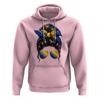 Bosnian Girl Messy Bun Flag Bandana Woman Graphic Hoodie Bosnia Herzegovina Pride