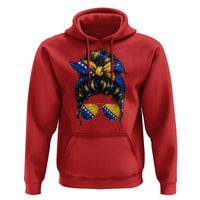 Bosnian Girl Messy Bun Flag Bandana Woman Graphic Hoodie Bosnia Herzegovina Pride