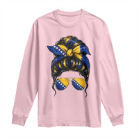 Bosnian Girl Messy Bun Flag Bandana Woman Graphic Long Sleeve Shirt Bosnia Herzegovina Pride