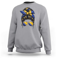 Bosnian Girl Messy Bun Flag Bandana Woman Graphic Sweatshirt Bosnia Herzegovina Pride
