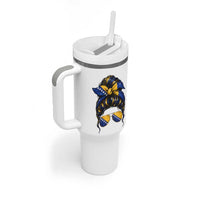 Bosnian Girl Messy Bun Flag Bandana Woman Graphic Tumbler With Handle Bosnia Herzegovina Pride