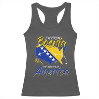 From Bosnia and Already in America Racerback Tank Top Bosnian Soccer Fan Travel Bosnia Herzegovina Pride
