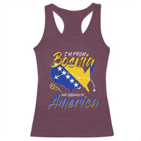 From Bosnia and Already in America Racerback Tank Top Bosnian Soccer Fan Travel Bosnia Herzegovina Pride