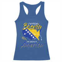 From Bosnia and Already in America Racerback Tank Top Bosnian Soccer Fan Travel Bosnia Herzegovina Pride