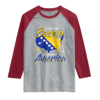 From Bosnia and Already in America Raglan Shirt Bosnian Soccer Fan Travel Bosnia Herzegovina Pride