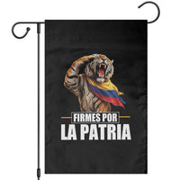 Firmes Por La Patria Colombian Pride Garden Flag Roaring Saluting Tiger Patriotic Colombia Heritage Flag