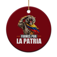 Firmes Por La Patria Colombian Pride Ceramic Ornament Roaring Saluting Tiger Patriotic Colombia Heritage Flag
