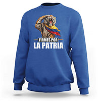 Firmes Por La Patria Colombian Pride Sweatshirt Roaring Saluting Tiger Patriotic Colombia Heritage Flag