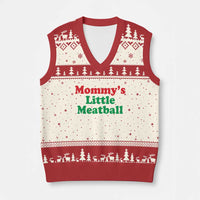 Mommy's Little Meatball V-Neck Knit Sweater Vest Funny Italian Family Baby Humor - Wonder Print Shop