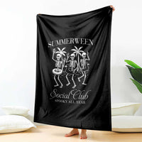 Summerween Social Club Throw Blanket Spooky All Year Skeleton Summer Halloween Beach Party - Wonder Print Shop