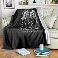 Summerween Social Club Throw Blanket Spooky All Year Skeleton Summer Halloween Beach Party - Wonder Print Shop