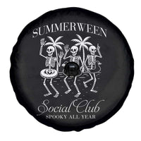 Summerween Social Club Spare Tire Cover Spooky All Year Skeleton Summer Halloween Beach Party - Wonder Print Shop