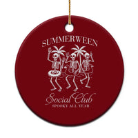 Summerween Social Club Ceramic Ornament Spooky All Year Skeleton Summer Halloween Beach Party - Wonder Print Shop