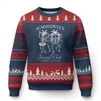 Summerween Social Club Ugly Christmas Sweater Spooky All Year Skeleton Summer Halloween Beach Party - Wonder Print Shop