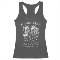 Summerween Social Club Racerback Tank Top Spooky All Year Skeleton Summer Halloween Beach Party - Wonder Print Shop