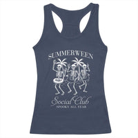 Summerween Social Club Racerback Tank Top Spooky All Year Skeleton Summer Halloween Beach Party - Wonder Print Shop