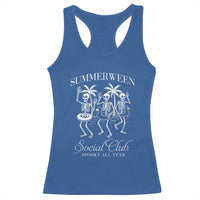 Summerween Social Club Racerback Tank Top Spooky All Year Skeleton Summer Halloween Beach Party - Wonder Print Shop
