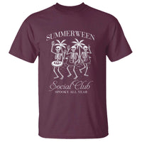 Summerween Social Club T Shirt Spooky All Year Skeleton Summer Halloween Beach Party - Wonder Print Shop
