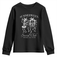 Summerween Social Club Youth Sweatshirt Spooky All Year Skeleton Summer Halloween Beach Party - Wonder Print Shop