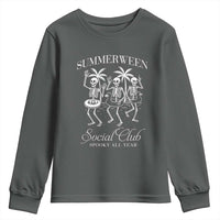 Summerween Social Club Youth Sweatshirt Spooky All Year Skeleton Summer Halloween Beach Party - Wonder Print Shop