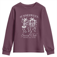 Summerween Social Club Youth Sweatshirt Spooky All Year Skeleton Summer Halloween Beach Party - Wonder Print Shop