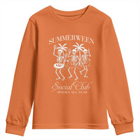Summerween Social Club Youth Sweatshirt Spooky All Year Skeleton Summer Halloween Beach Party - Wonder Print Shop