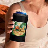 Retro Tropical Summerween 4 in 1 Can Cooler Tumbler Halloween Summer Beach Cocktail Boo - Wonder Print Shop