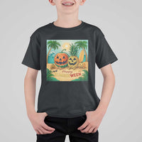 Retro Tropical Summerween T Shirt For Kid Halloween Summer Beach Cocktail Boo - Wonder Print Shop