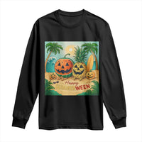 Retro Tropical Summerween Long Sleeve Shirt Halloween Summer Beach Cocktail Boo - Wonder Print Shop