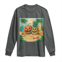 Retro Tropical Summerween Long Sleeve Shirt Halloween Summer Beach Cocktail Boo - Wonder Print Shop