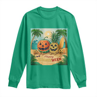 Retro Tropical Summerween Long Sleeve Shirt Halloween Summer Beach Cocktail Boo - Wonder Print Shop