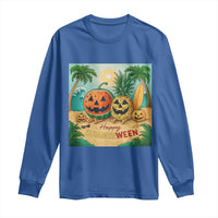 Retro Tropical Summerween Long Sleeve Shirt Halloween Summer Beach Cocktail Boo - Wonder Print Shop