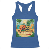 Retro Tropical Summerween Racerback Tank Top Halloween Summer Beach Cocktail Boo - Wonder Print Shop