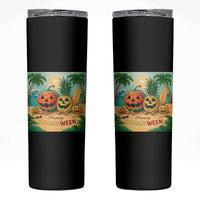 Retro Tropical Summerween Skinny Tumbler Halloween Summer Beach Cocktail Boo - Wonder Print Shop