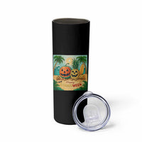 Retro Tropical Summerween Skinny Tumbler Halloween Summer Beach Cocktail Boo - Wonder Print Shop
