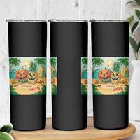 Retro Tropical Summerween Skinny Tumbler Halloween Summer Beach Cocktail Boo - Wonder Print Shop