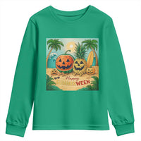 Retro Tropical Summerween Youth Sweatshirt Halloween Summer Beach Cocktail Boo - Wonder Print Shop