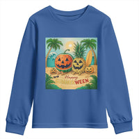 Retro Tropical Summerween Youth Sweatshirt Halloween Summer Beach Cocktail Boo - Wonder Print Shop