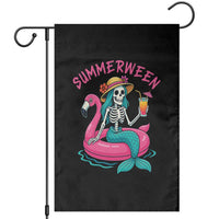 Summerween Skeleton Mermaid Garden Flag Flamingo Float Funny Spooky Summer Halloween Vibes - Wonder Print Shop