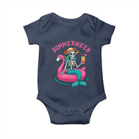 Summerween Skeleton Mermaid Baby Onesie Flamingo Float Funny Spooky Summer Halloween Vibes - Wonder Print Shop