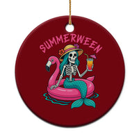 Summerween Skeleton Mermaid Ceramic Ornament Flamingo Float Funny Spooky Summer Halloween Vibes - Wonder Print Shop