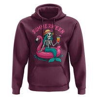 Summerween Skeleton Mermaid Hoodie Flamingo Float Funny Spooky Summer Halloween Vibes - Wonder Print Shop