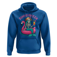 Summerween Skeleton Mermaid Hoodie Flamingo Float Funny Spooky Summer Halloween Vibes - Wonder Print Shop