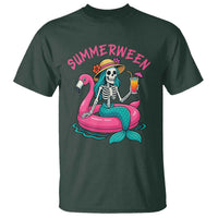 Summerween Skeleton Mermaid T Shirt Flamingo Float Funny Spooky Summer Halloween Vibes - Wonder Print Shop