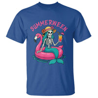 Summerween Skeleton Mermaid T Shirt Flamingo Float Funny Spooky Summer Halloween Vibes - Wonder Print Shop