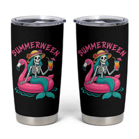 Summerween Skeleton Mermaid Tumbler Cup Flamingo Float Funny Spooky Summer Halloween Vibes - Wonder Print Shop