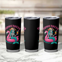 Summerween Skeleton Mermaid Tumbler Cup Flamingo Float Funny Spooky Summer Halloween Vibes - Wonder Print Shop