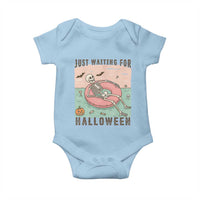 Spooky Summer Skeleton Baby Onesie Just Waiting For Halloween Summer Pool Party - Wonder Print Shop