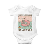 Spooky Summer Skeleton Baby Onesie Just Waiting For Halloween Summer Pool Party - Wonder Print Shop