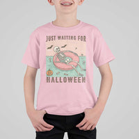 Spooky Summer Skeleton T Shirt For Kid Just Waiting For Halloween Summer Pool Party - Wonder Print Shop